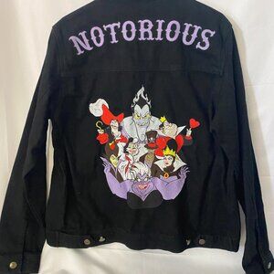 Disney x Cakeworthy denim jean jacket Notorious Villains Sz L NWT
